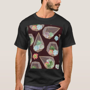 T-shirt Cactus Succulent détaillé Motif sans couture