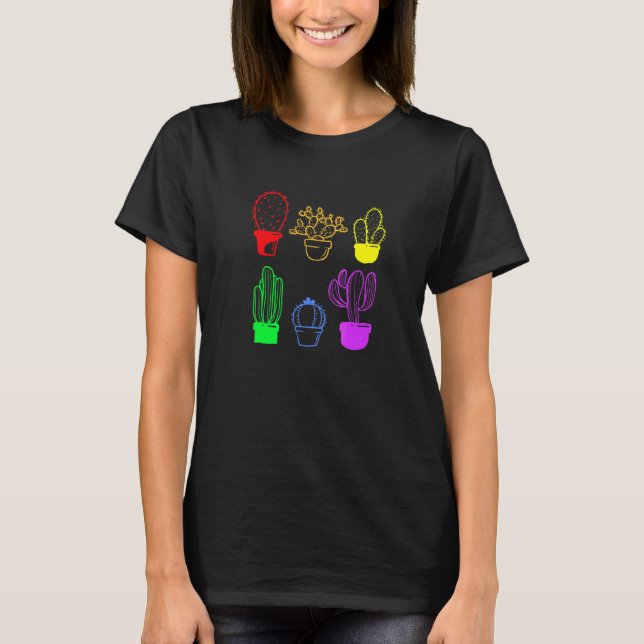 T-shirt Cactus Succulent Pride Rainbow Plante Subtle Lgbt  (Devant)