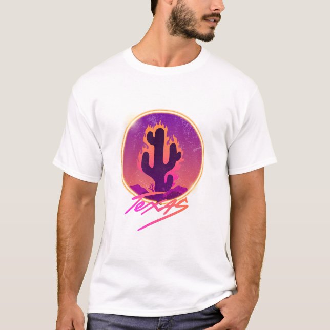 T-SHIRT CACTUS SUNSET NEON  (Devant)