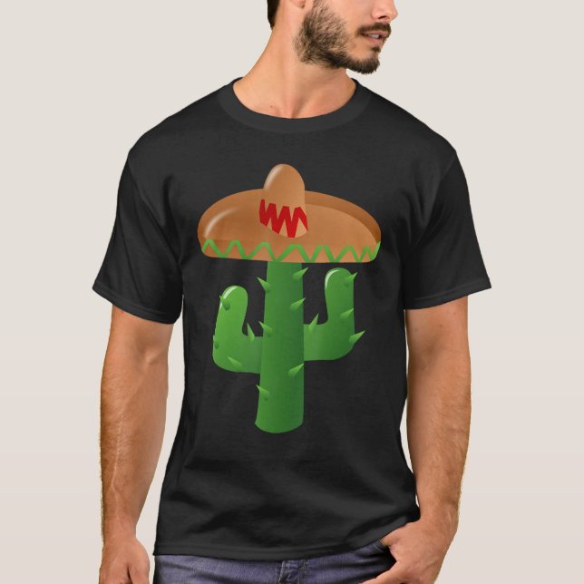 T-SHIRT CACTUS TEE CACTUS WEARING A SOMBRERO WESTERN CACTI (Devant)