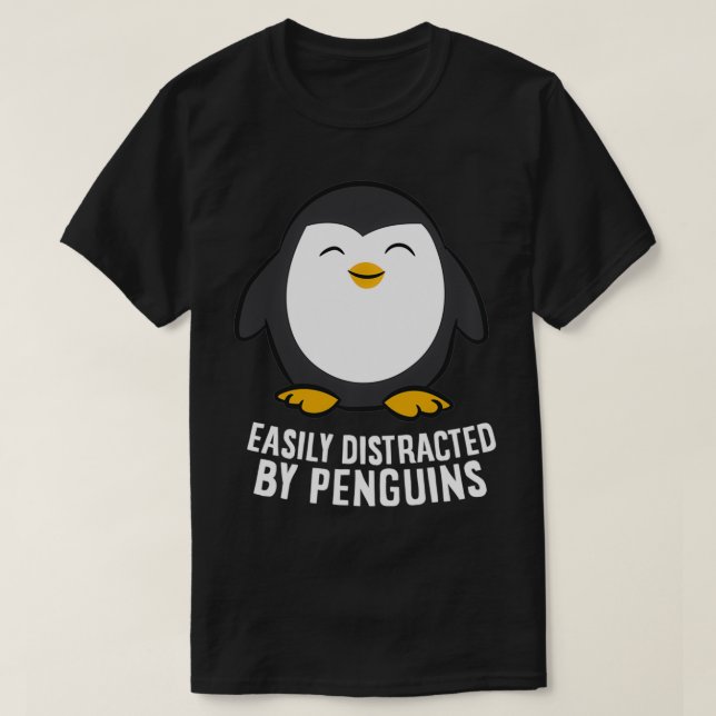 T-shirt Cadeau Aiguille De Penguin Facilement Distrait Par (Design devant)