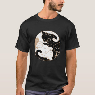 T-shirt Cadeau Chat Blanc Noir Yin Et Yang Chat