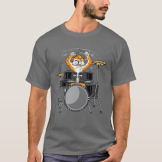 T-shirt Cadeau Chat Jouant de la Batterie