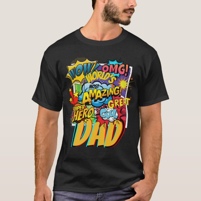 T-shirt Cadeau DAD de marque personnalisée - Comic Superhe (Devant)