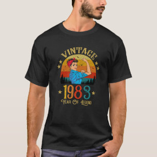 T-shirt Cadeau D'Anniversaire vintage 1983 Pour Femmes Drô