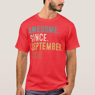 T-shirt Cadeau de 22 ans Awesome depuis Septembre 2000 22e