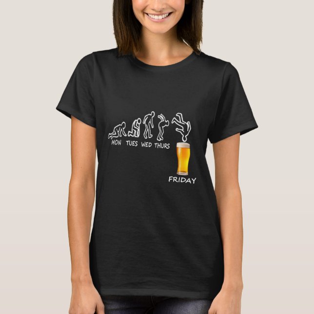 T-shirt Cadeau de bière prêt pour vendredi, Semaine de tra (Devant)