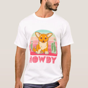 T-shirt Cadeau de Cowgirl Corgi Howdy Rétro Chien Occident