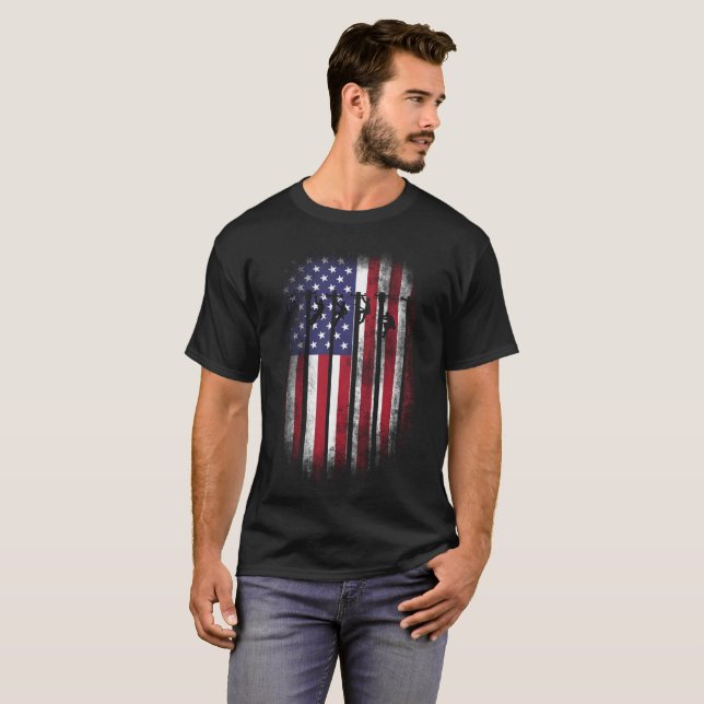 T-shirt Cadeau de drapeau américain de chemises de monteur (Devant entier)