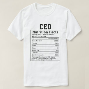 T-shirt Cadeau de faits nutritionnels de PDG drôle pour di