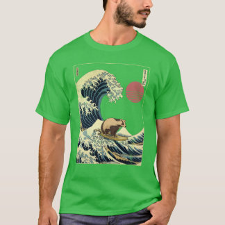 T-shirt Cadeau de famille de vague de surf japonaise Badge