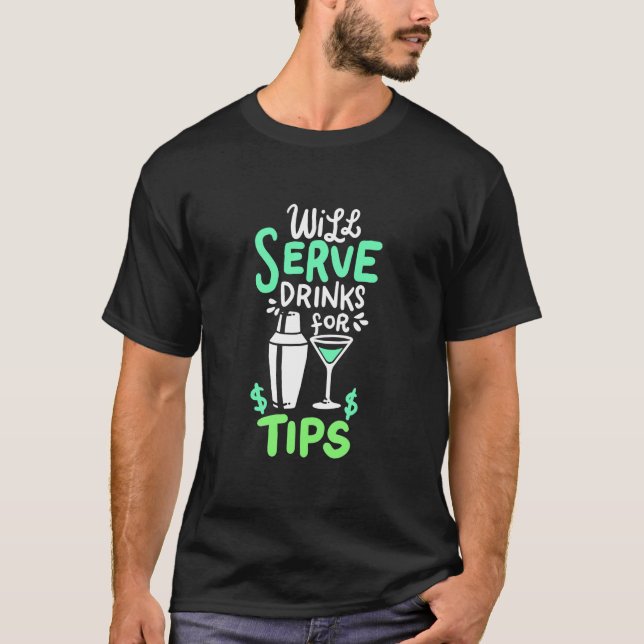 T-shirt Cadeau de Noël | Bartender Sert Des Boissons Pour  (Devant)