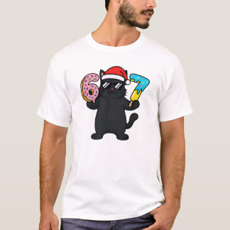 T-Shirt Cadeau de Noël Chat Noir Six Seven Meme