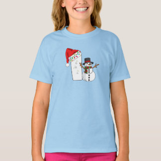 T-shirt Cadeau de Noël lettre I blanche