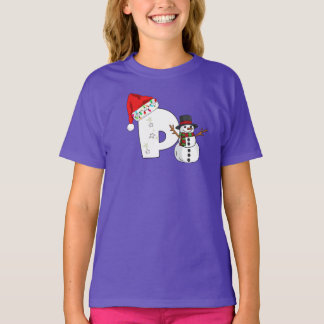 T-shirt Cadeau de Noël lettre p blanche