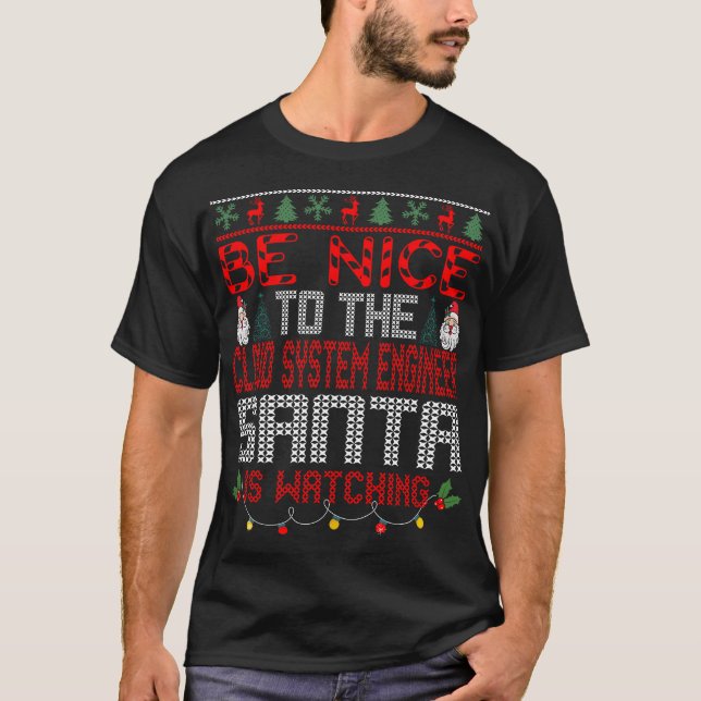 T-shirt Cadeau de Noël pour l'ingénieur système Cloud Sant (Devant)