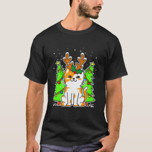 T-shirt Cadeau de Noël Reindeer Antlers Chat Pour Hommes