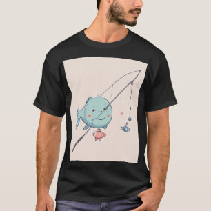T-shirt Cadeau de passe-temps de pêche Tige de pêche Kawai