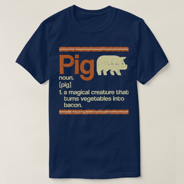 T-shirt Cadeau drôle Bacon et définition de cochon Premium (Design devant)