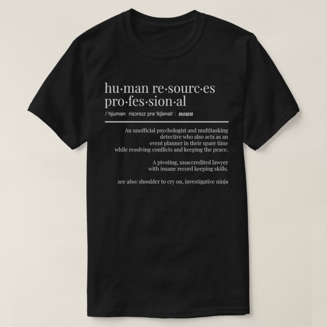 T-shirt Cadeau du personnel des ressources humaines amusan (Design devant)