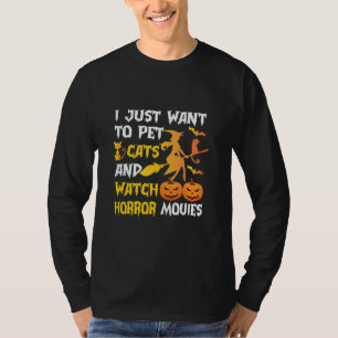 T-shirt Cadeau Halloween Je Veux Juste Pet Chats Anniver