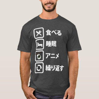T-shirt Cadeau Manga Anime Japonais Manger Dormir Anime Ré