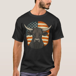T-shirt Cadeau patriotique vintage Western Bull drapeau am