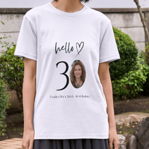 T-Shirt Cadeau Photo Anniversaire 30 Ans 'Bonjour