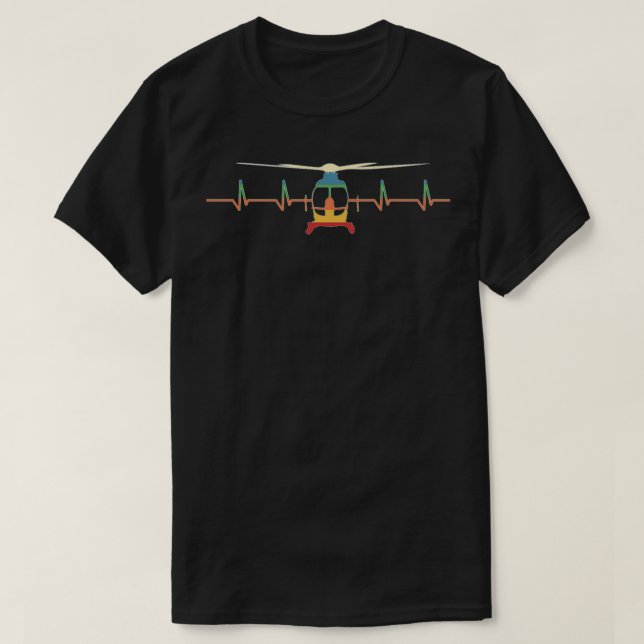 T-shirt Cadeau pilote hélicoptère à battement de coeur (Design devant)