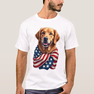 T-shirt Cadeau pour amateur de Golden Retriever patriotiqu