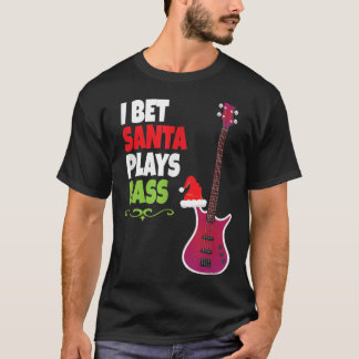 T-shirt Cadeau pour Bass Guitar Player Cool Père Noël Noël