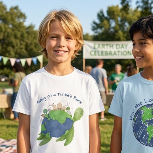 T-shirt Cadeau pour enfants Terre Éco Mignonne sur le Dos 