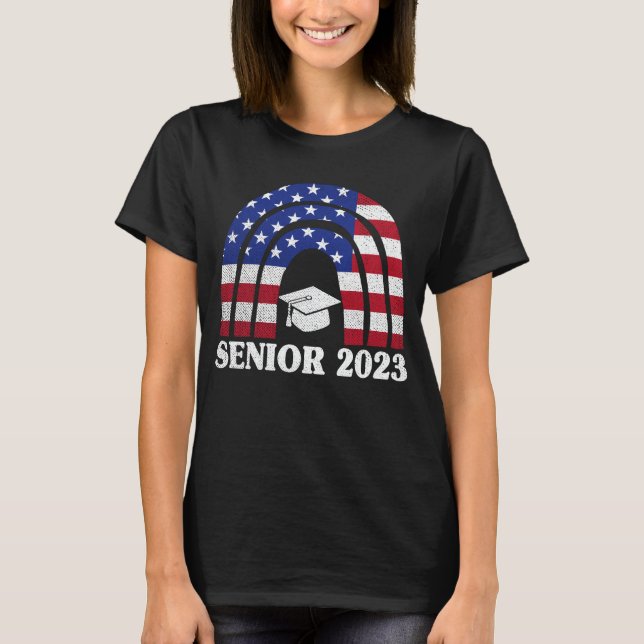 T-shirt Cadeau senior 2023 américain Drapeau américain de  (Devant)
