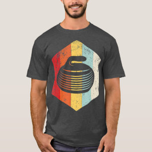 T-shirt Cadeau Silhouette en Pierre de Curling Rétro