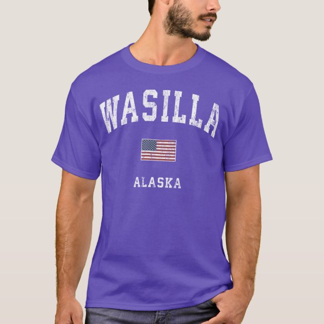 T-shirt Cadeau sportif rétro Wasilla Alaa Ak Drapeau améri (Devant)