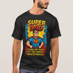 T-shirt Cadeau Super Papa - Fête des pères Superhero Comic