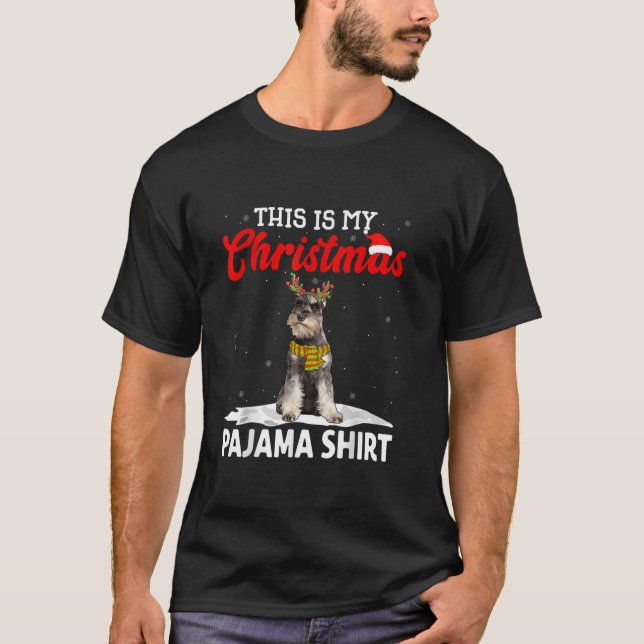 T-shirt Cadeau Xmas moche Père Noël équitation Schnauzer N (Devant)