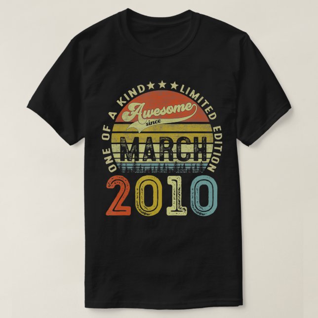 T-shirt Cadeaux 11 Ans Awesome Depuis Mars 2010 11e B (Design devant)