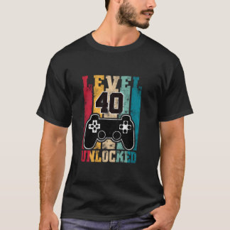 T-shirt Cadeaux Anniversaires de 40 ans Gamer Niveau 40 dé