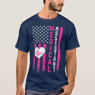 T-shirt Cadeaux Assistant Médicale Heartbeat Pink Ameri