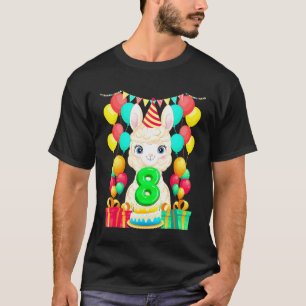T-shirt Cadeaux d'anniversaire 8 ans Lama Mignon L