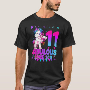 T-shirt Cadeaux de 11 ans Filles Ados Flossing Unicorn 11e