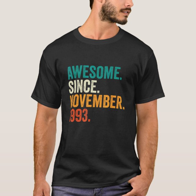 T-shirt Cadeaux de 29 ans Awesome depuis Novembre 1993 29t (Devant)