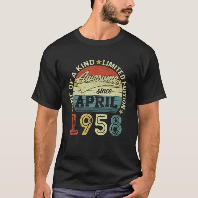 T-shirt Cadeaux De 64 Ans Magnifique Depuis Avril 1958 64E (Devant)