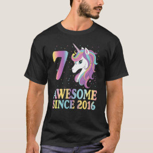 T-shirt Cadeaux de 7 ans Filles Ados Rainbow Unicorn 7e B