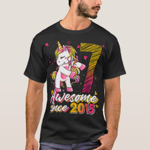 T-shirt Cadeaux de 7 ans Unicorn Flossing 7e Anniversaire 
