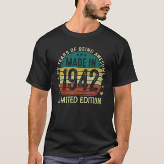 T-shirt Cadeaux De 80 Ans Fabriqués En 1942 Édition Limité