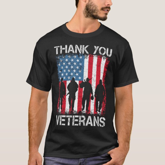T-shirt Cadeaux de chemise de jour pour vétérans Merci Tsh (Devant)