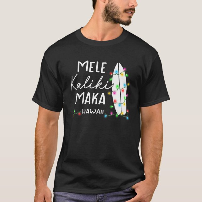 T-shirt Cadeaux de Noël hawaïens Mele Kalikimaka Surf boar (Devant)