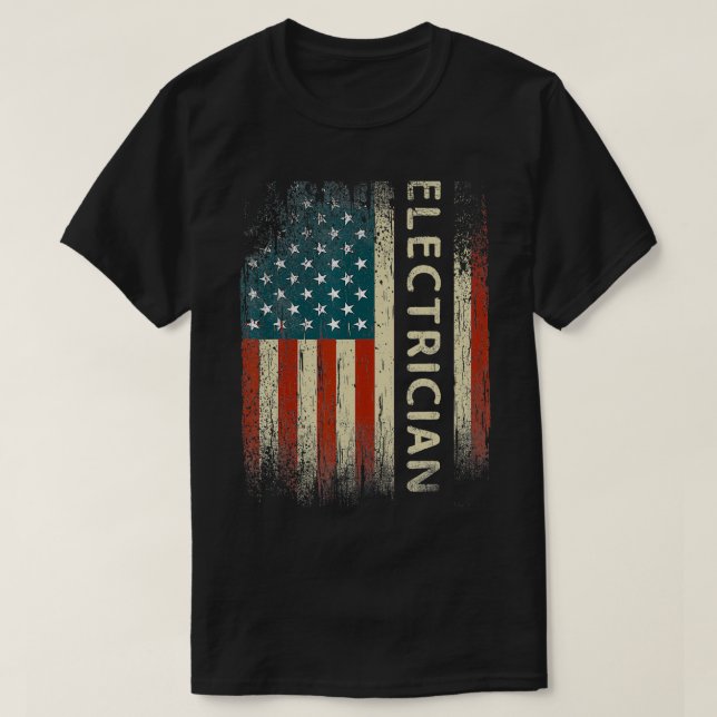 T-shirt Cadeaux d'électricien patriotique American USA Fla (Design devant)